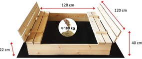 Drevené pieskovisko s lavičkami 150 cm