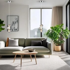 LED luster na lanku BOLLA LED/12W/230V priemer 16 cm lesklý chróm/dymová šedá