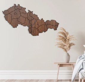 Drevená mapa Československej republiky - Zemepis: HDF - Orech 40 x 23 cm 4403-84131 HDF-M011