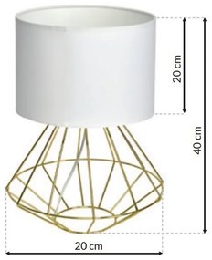 Stolná lampa Lupo, 1x biele textilné tienidlo, g