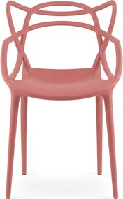 Sada 4 ks plastových stoličiek KATO, koralová