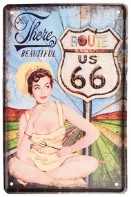 Farebná nástenná kovová ceduľa Route 66 - 20*1*30 cm