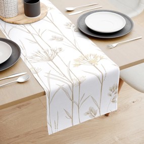 Goldea behúň na stôl 100% bavlnené plátno - okrasné rastliny 35x140 cm
