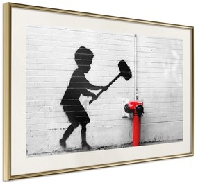 Artgeist Plagát - Destroy Hydrant [Poster] Veľkosť: 30x20, Verzia: Zlatý rám s passe-partout