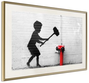 Artgeist Plagát - Destroy Hydrant [Poster] Veľkosť: 30x20, Verzia: Čierny rám s passe-partout