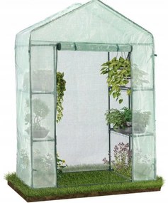 Záhradný skleník s fóliou a poličkami 73 x 140 m x 200 cm
