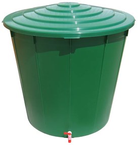Plastový záhradný sud na dažďovú vodu, 500 L, výpustný kohútik, veko