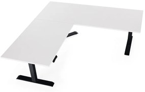 Výškovo nastaviteľný stôl OfficeTech Angle, 180 x 200 cm, čierna podnož, biela