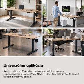 Elektrický stôl s reguláciou výšky ergonomický antracitový/dub sonoma,1600x800 mm: ARIA