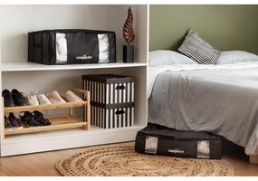 Čierny úložný box na oblečenie pod posteľ Compactor XXL Black Edition 3D, 145 l