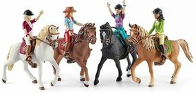 Schleich 42542 Čiernovláska Sarah s pohyblivými kĺbmi na koni Mystery