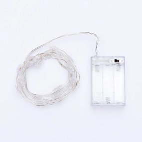 DECOLED Svetelná reťaz LED na batérie so snehovými vločkami, teplá biela, 20 LED diód, 2,3 m