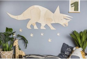 Drevená nástenná dekorácia Origami Triceratops – dinosaurus do detskej izby S