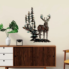 Nástěnná kovová dekorace Deer vícebarevná