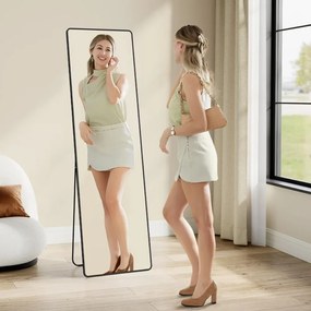 SongmicsHome Obdĺžnikové zrkadlo NOIR, 160x50cm, čierna