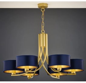 Jupiter 2095 - Závesný luster na retiazke ARTHUR 6xE27/15W/230V modrá/zlatá