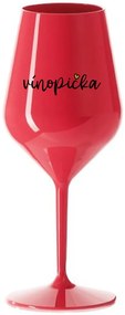 VÍNOPIČKA - červený nerozbitný pohár na víno 470 ml