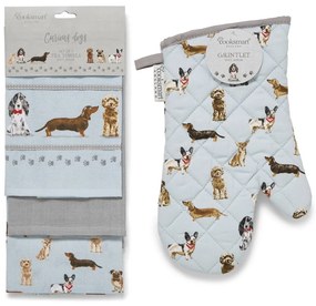 Utierky a chňapka v súprave 4 ks Curious Dogs – Cooksmart ®