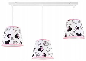 Detské závesné svietidlo Minnie, 3x textilné tienidlo so vzorom, s