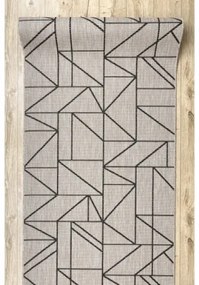 Behúň SIZAL FLOORLUX 20605 trojuholníky geometrický - strieborný, čierny