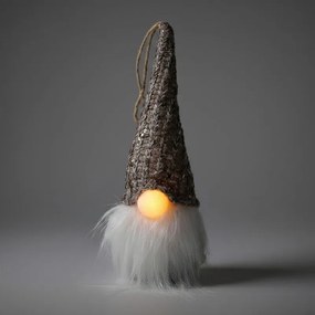 Závesný vianočný škriatok s LED – tmavosivý 19 cm
