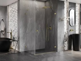 Mexen Lunar-B, pravostranný výklopný sprchový kút 85 x 80 cm, 8mm číre sklo, zlatý kartáčovaný - 832-085-080-55-00-P