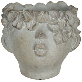 Kvetináč v dizajne busty hlavy s kvetinami Tete - 16 * 15 * 13 cm