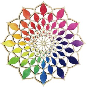 AMADEA Drevená dekorácia mandala dúha 9 cm