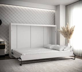 Sklápacia posteľ Peko 140x200cm, biala/dub artisan, horizontálne