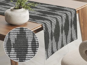 Biante Dekoračný behúň na stôl Leona LN-048 Tmavo sivé obrazce a pásiky 35x160 cm