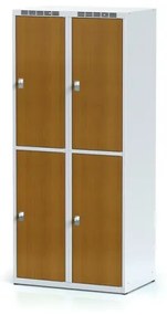 Alfa 3 Šatníková skrinka s úložnými boxami, 4 boxy 400 mm, laminované dvere čerešňa, cylindrický zámok