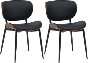 Set 2 jedálenských stoličiek Enid - koženka - orech/čierna