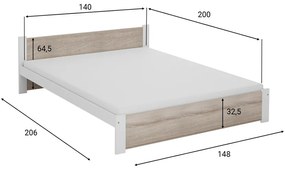 Posteľ IKAROS 140 x 200 cm, biela/dub sonoma Rošt: Bez roštu, Matrac: Matrac COCO MAXI 20 cm