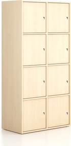 Kancelárska skriňa FRAME, 8x dvere, 872 x 450 x 1735 mm, cylindrický zámok, breza