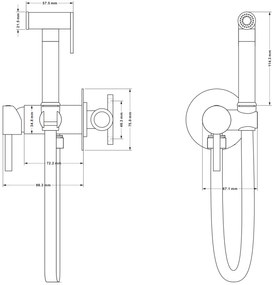 Mexen Elba, podomietková bidetová batéria s ručnou spŕškou, zlatá lesklá, 7599250-50