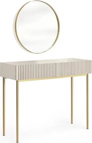 Toaletný stolík Nicole so zrkadlom 60 cm - kašmírová / zlatá