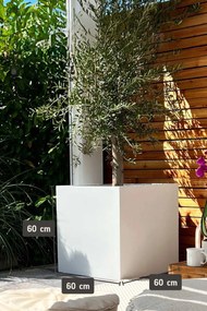 Kvetináč BLOCK, sklolaminát, 60x60x60 cm, biely mat