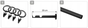 Dekorstudio Garniža dvojradová BASIC čierna-matná 19mm Dĺžka: 360cm, Typ príslušenstva: Krúžky tiché so štipcami