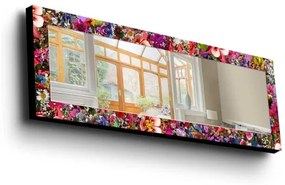 Nástenné zrkadlo 120x40 cm borovica/kvety
