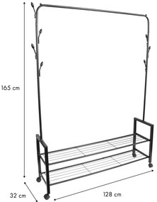 Wellhox 2-policový vešiak na kabáty s kolieskami
