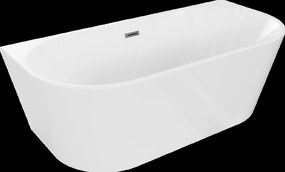 Mexen Oval, voľne stojaca nástenná vaňa 180 x 80 cm, biela, brúsený grafit prepad, 52671808000-95