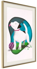 Artgeist Plagát - Dog and Ball [Poster] Veľkosť: 20x30, Verzia: Zlatý rám s passe-partout