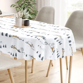 Goldea vianočný oválny teflónový obrus - zimná krajina 120 x 160 cm