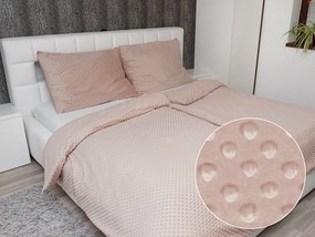 Biante Hrejivé posteľné obliečky Minky 3D bodky MKP-024 Tmavo béžové Jednolôžko 140x200 a 70x90 cm