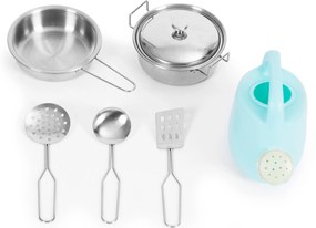 ECOTOYS Detská blátová kuchynka z jedľového dreva s vodovodným kohútikom a príslušenstvom