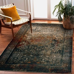 Vlnený koberec OMEGA MAMLUK Rozeta vintage smaragd Veľkosť: 170x235 cm