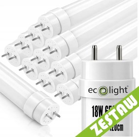 10x LED trubice 120cm 18W 6500K 1800lm T8 G13 - studená biela