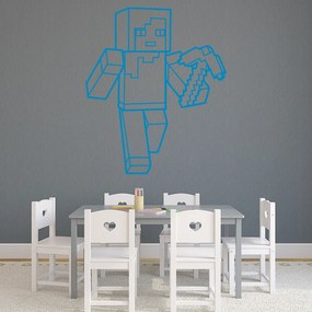 Veselá Stena Samolepka Minecraft krompáč Farba: modrá, Veľkosť: 80 x 67 cm