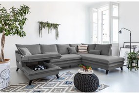 Tmavosivá rozkladacia pohovka do "U" Miuform Charming Charlie, pravý roh