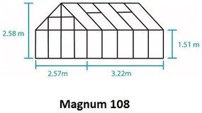 Skleník Halls Magnum zelený, 3,86 x 2,57 m / 9,9 m², 3 mm tvrdené sklo